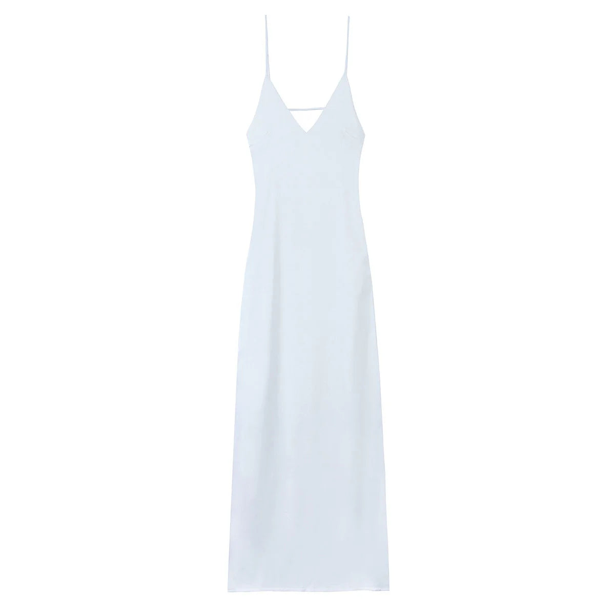 Vestido Satinado Amarillo Mujer - Maxi Vestido Cuello V Sin Mangas para Fiesta y Vacaciones