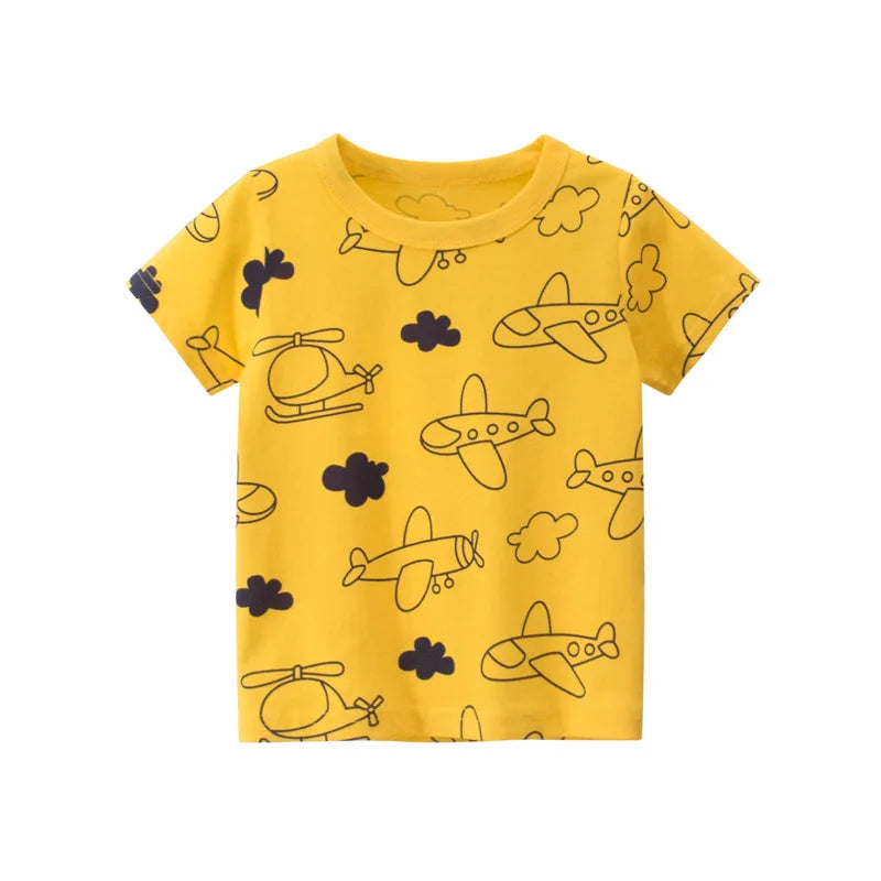 Boys Cartoon Stripe T-Shirt | 100% Cotton, Short Sleeve | Kids 2-9Y