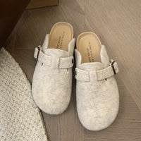 Pantuflas de Fieltro con Base de Corcho para Mujer - Zuecos Cerrados Cálidos con Forro de Felpa