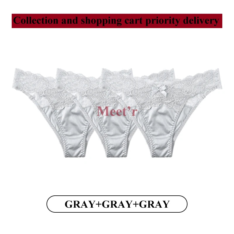 3-Pack Lace G-String Panties – Low-Rise, Breathable Hollow Lace | Women's Underwear Set