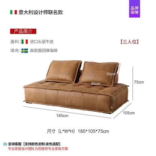 Nordic Luxury Modular Sectional Sofa - Designer Square Lazy Puffs