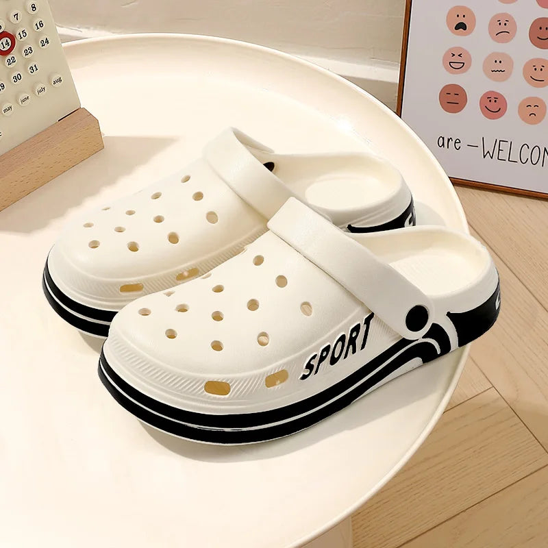 Unisex Perforated Platform Slides - Thick Sole Anti-Slip Summer Sandals