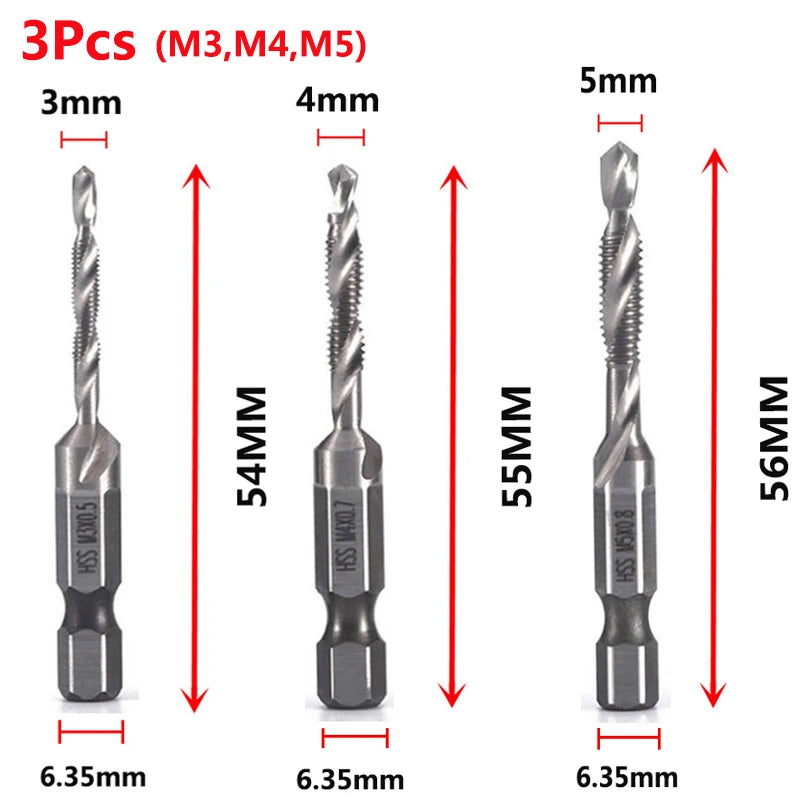 HSS Titanium Metric Tap Drill Bits Set | M3–M10 Thread Taps