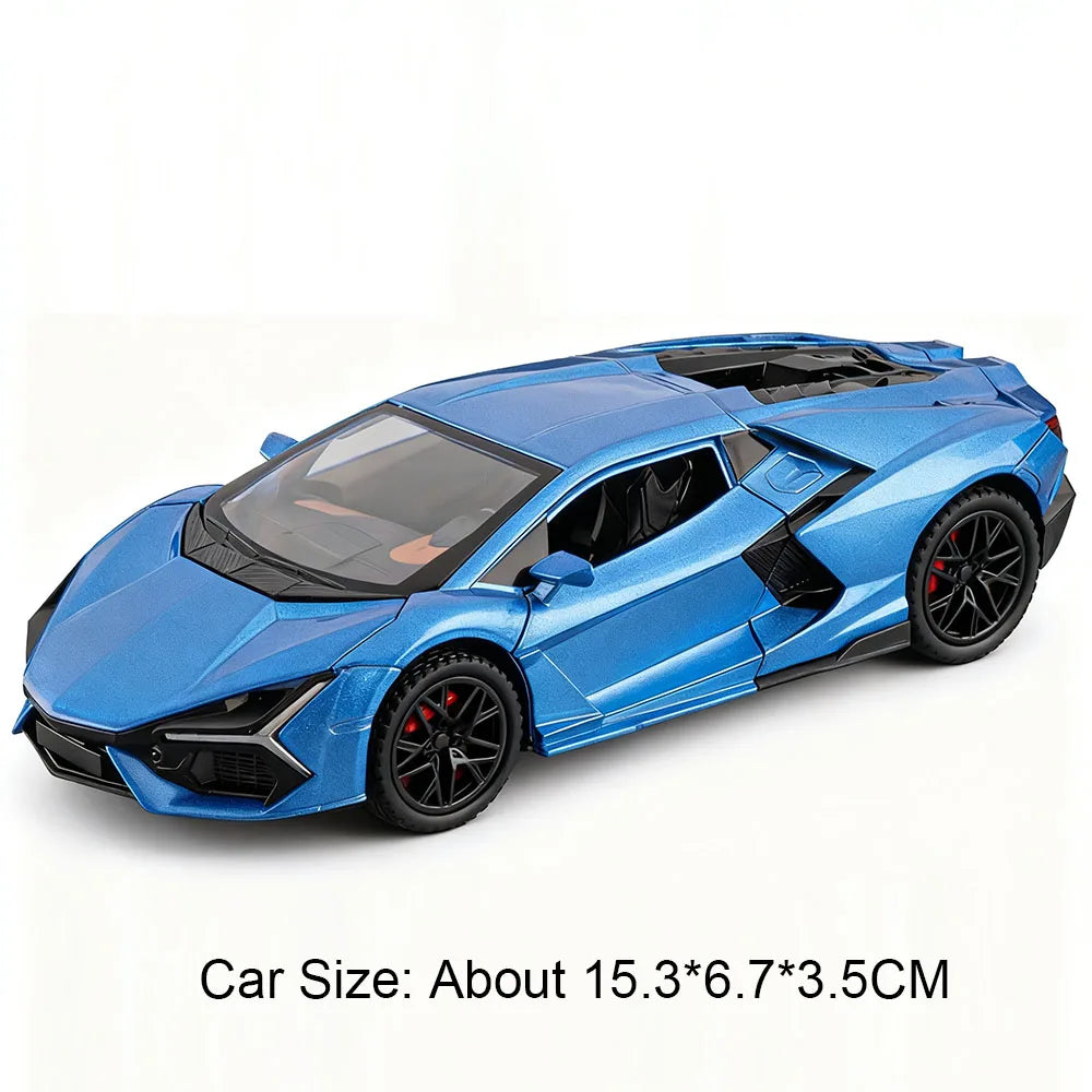 Modelo Auto Lamborghini Revuelto V12 GT 1:32 Aleación Diecast - Puertas Abren, Luz, Sonido y Pull Back