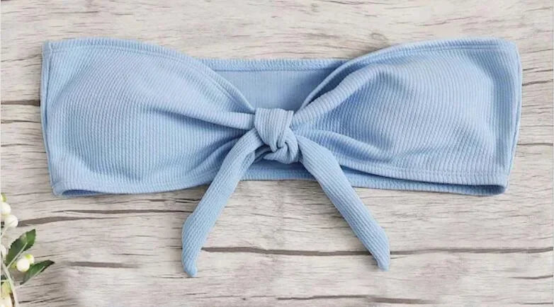 Braga de bikini brasileña – Parte de abajo de traje de baño liso de talle bajo para mujer