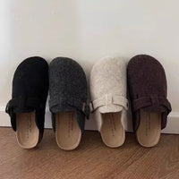 Pantuflas de Fieltro con Base de Corcho para Mujer - Zuecos Cerrados Cálidos con Forro de Felpa