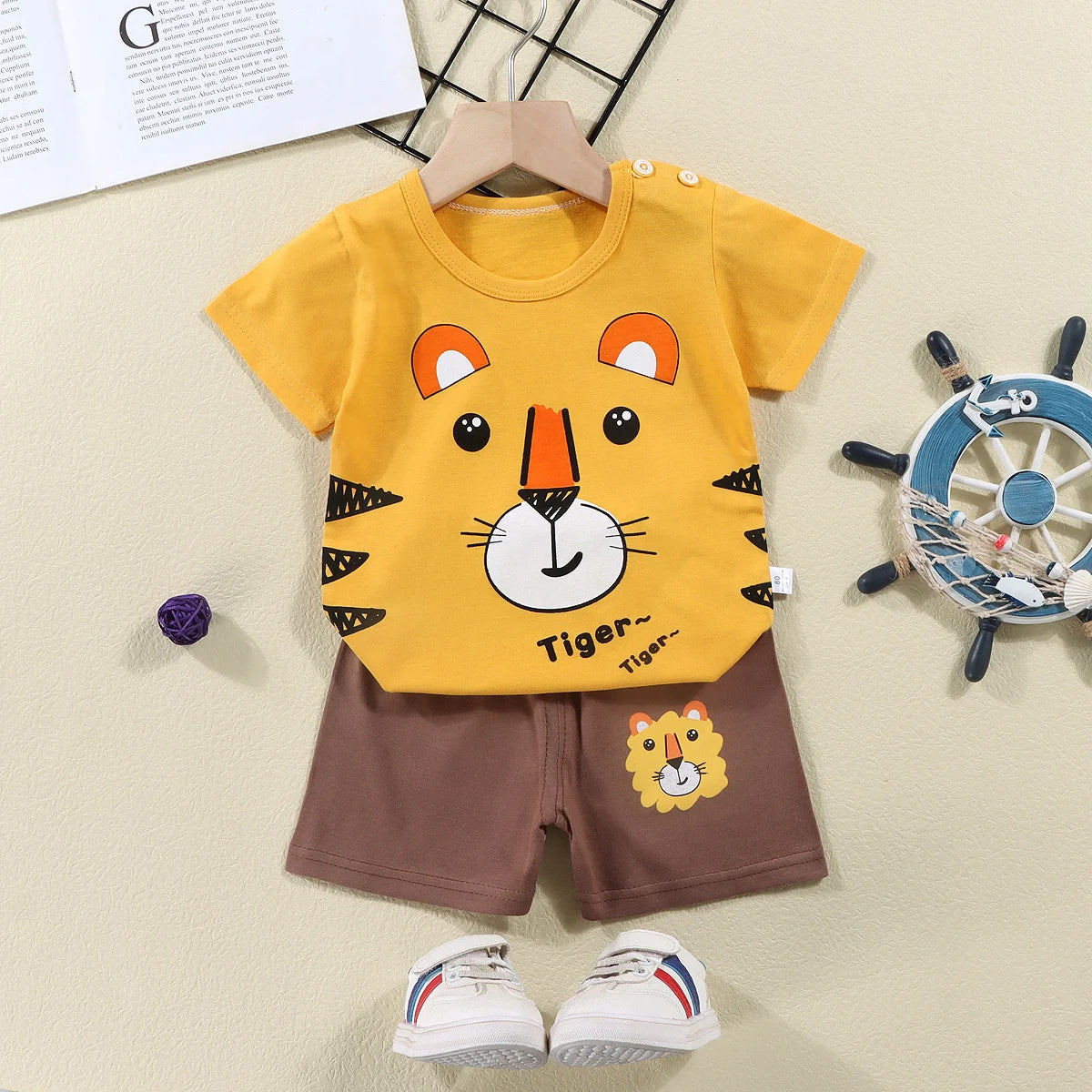 Kids Cotton T-Shirt and Shorts Set – Animal Print