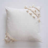 Wabi Sabi Linen & Cotton Fringe Cushion Cover | Handmade Boho Pillow Case