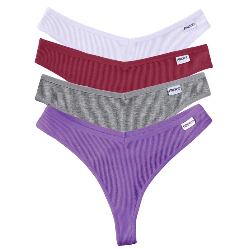 Set de 4 Panties de Algodón Talle V - Tanga G-String FINETOO