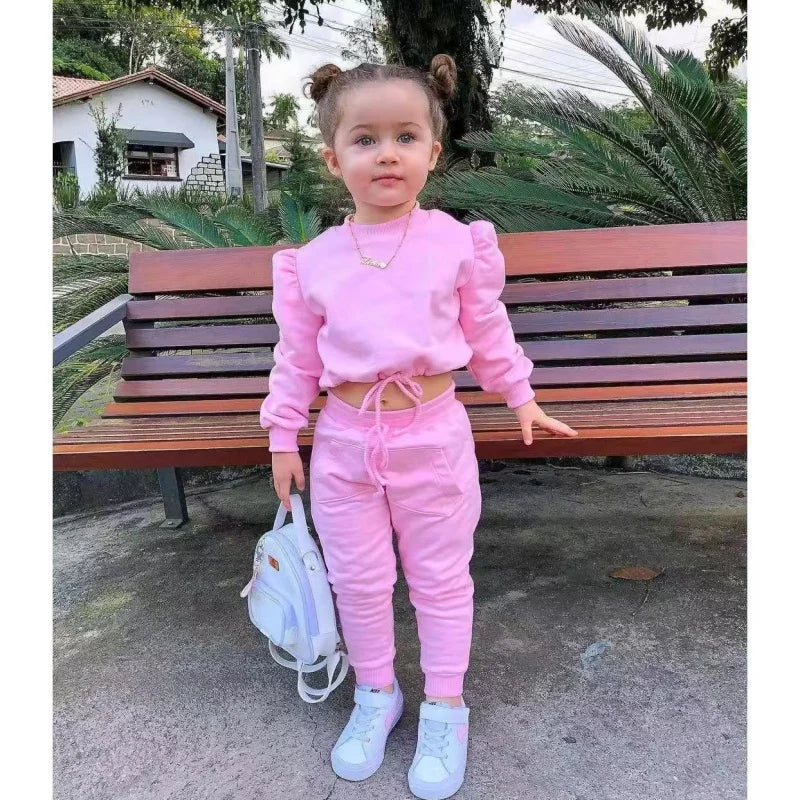Girls Fall Sport Set | Crop Top + Jogger Pants 1–7Y