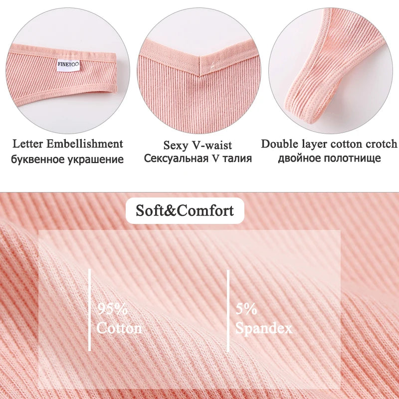 Set de 4 Panties de Algodón Talle V - Tanga G-String FINETOO