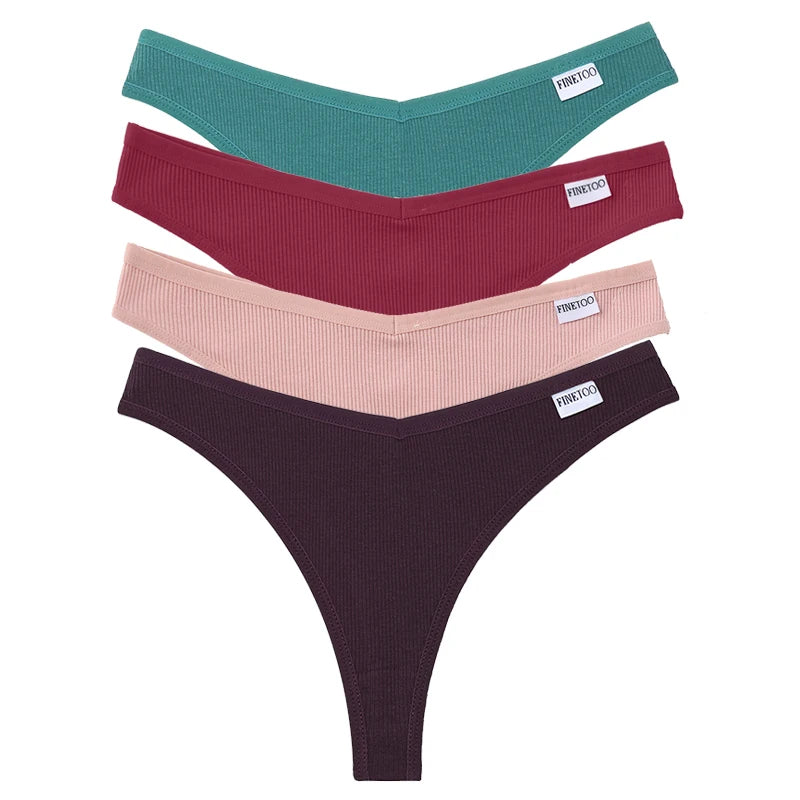 Set de 4 Panties de Algodón Talle V - Tanga G-String FINETOO