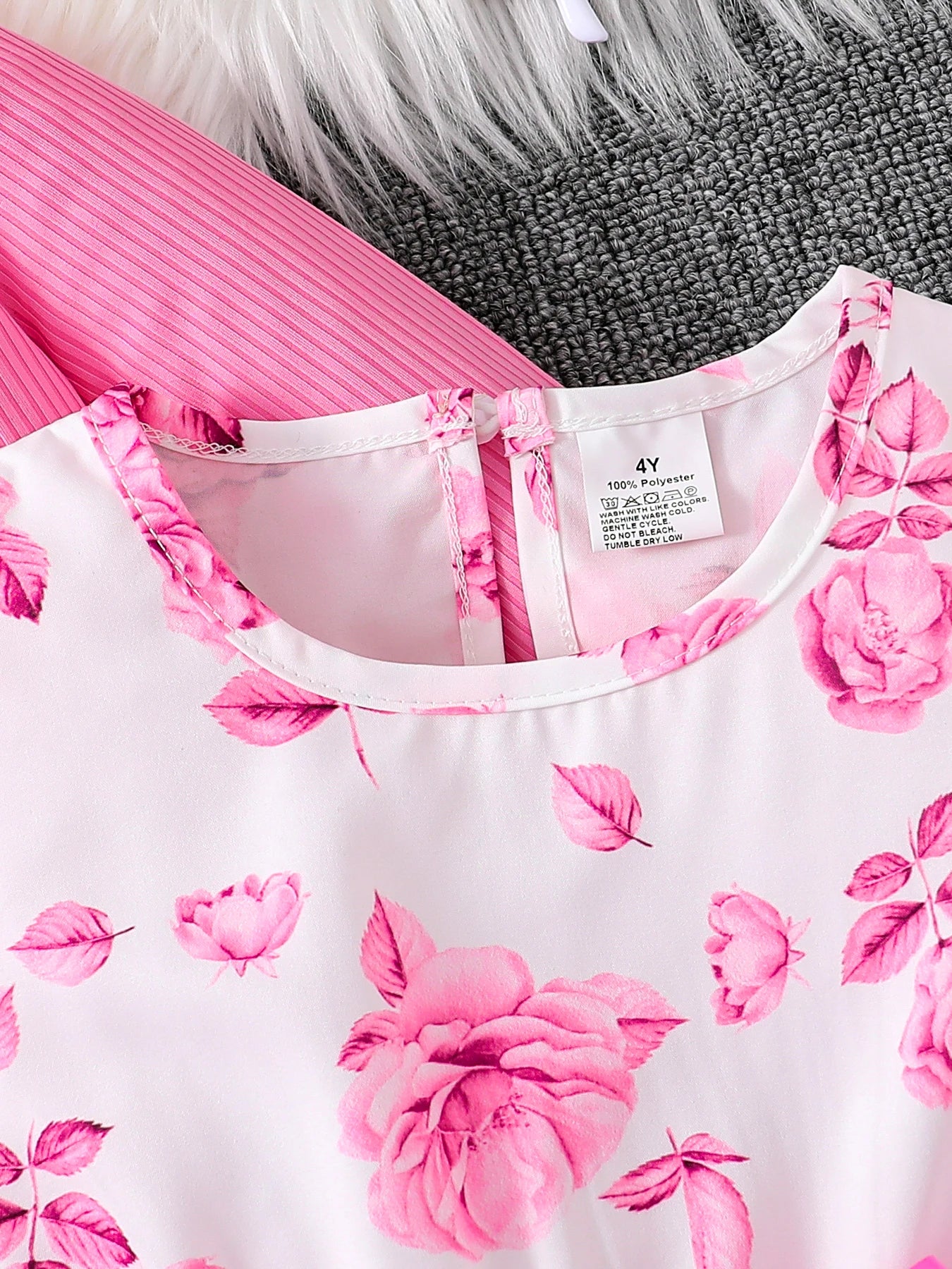 Girls Pink Floral 2-Piece Dress Set | Cute Vest & Skirt Outfit for Ages 4-8