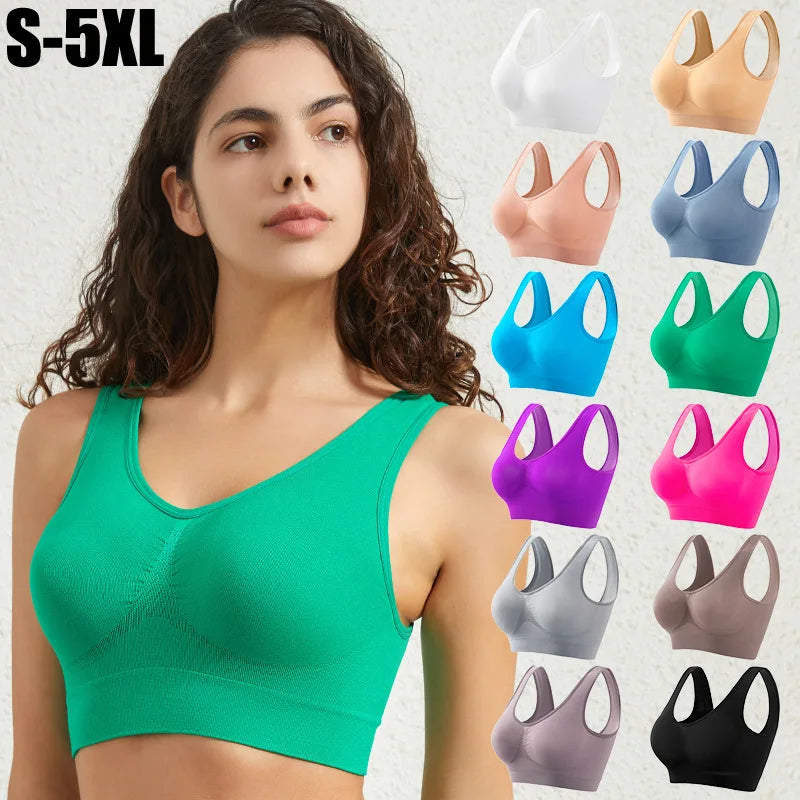 Women's Seamless Wireless Bralette – Breathable Crop Top Bra (S–5XL, 12 Colors)