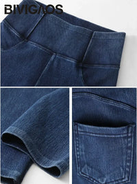 Jeggings Mujer Cintura Alta - Leggings Efecto Jeans con Bolsillos