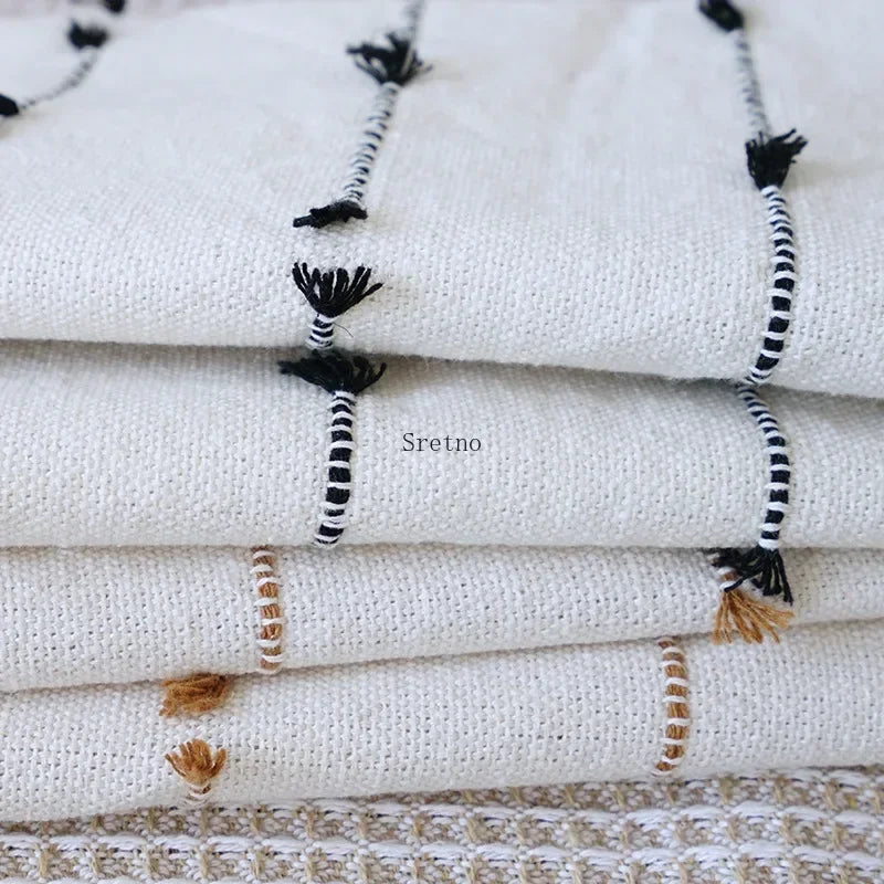 Modern Striped Cotton Linen Cushion Cover 45x45cm | Jacquard Sofa Pillow Case