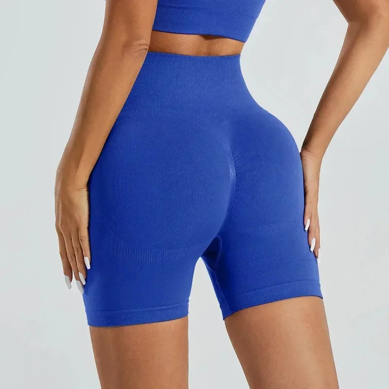 Women's High-Waist Yoga Shorts - Seamless Athletic Running Tights