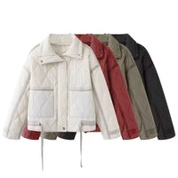 Chaqueta Casual Mujer - Algodón Color Sólido con Cierre Manga Larga