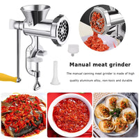 Manual Meat Grinder Silver Aluminum Alloy Powerful Meat Grinder Home Sausage Kitchen Appliances Chop Pepper Supplies Meat Mincer