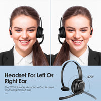 Siindoo JH-101 Wireless Call Center Headset with Mic Noise Canceling Headphones with 50H Talking Time For Office Work, Video