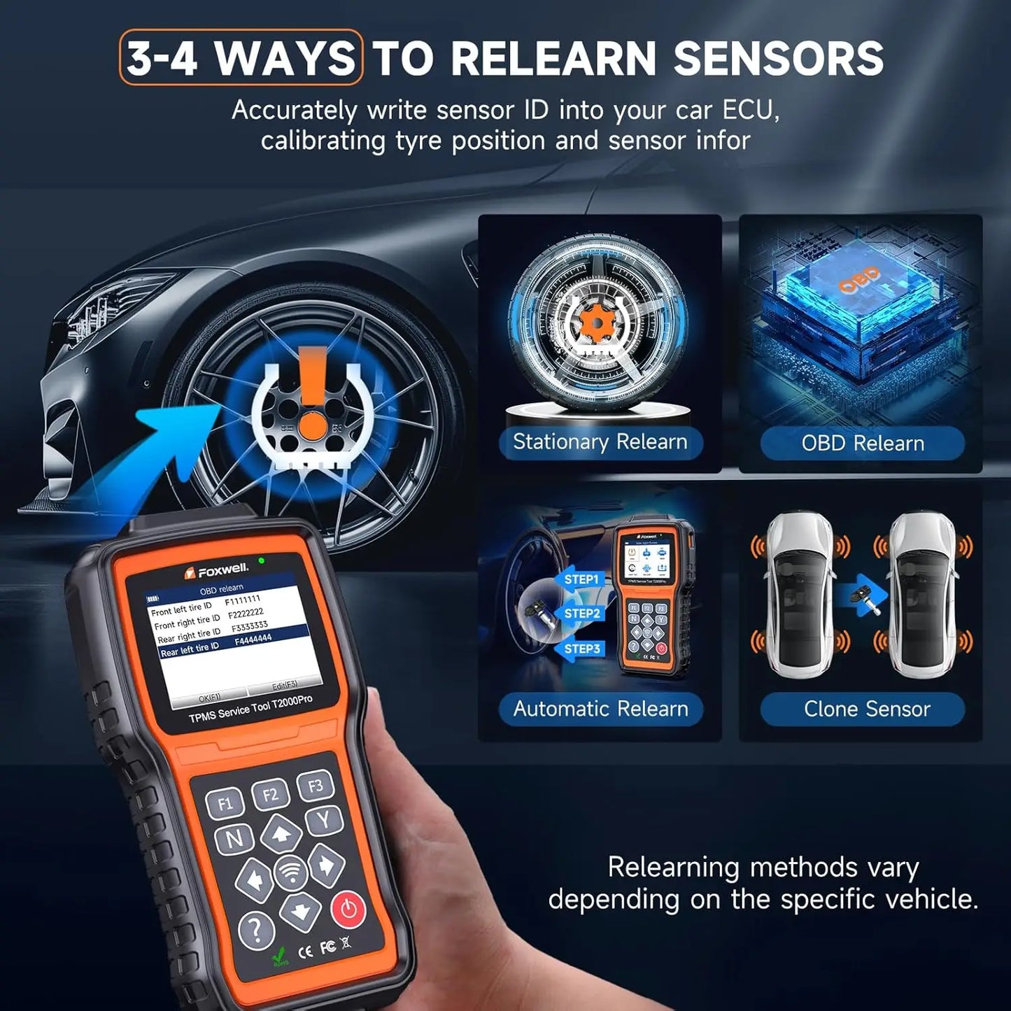 FOXWELL T2000 PRO Auto Tire Pressure Tool Reset TPMS Relearn Activate Sensors Programming Car OBD2 Code Reader Diagnostic Tools