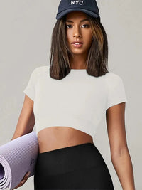 Women's Seamless Short Sleeve Yoga Top – Quick Dry Activewear | Gym, Running & Fitness Shirt