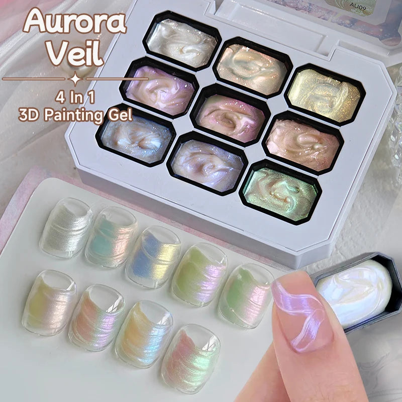 9-Color French Pat Gel Nail Polish Set – 4-in-1 UV/LED | Gradient, Stamping & Painting | DIY & Pro
