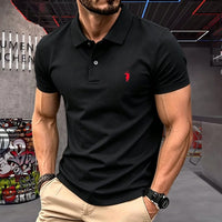Men's Premium 100% Cotton Polo Shirt — Pony Embroidery, Anti-Wrinkle, Golf & Casual