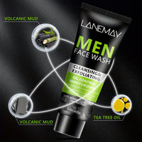 Men Face Wash with Volcanic Mud - Deeply Cleanse Oil from Pores, Control Oil and Exfoliate, Refreshing Face, Moisturize the Face