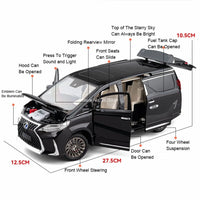 Modelo Auto Lexus LM300 MPV 1:18 Aleación Diecast - Con Luz, Música y Pull Back Regalo Niños