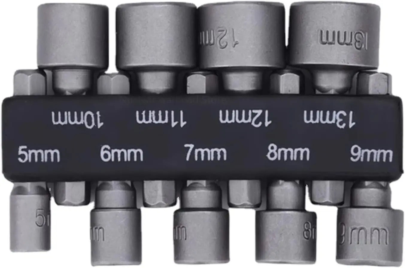 9-Piece Hex Socket Nut Driver Set | 5mm–13mm Sleeve Screwdriver Bits