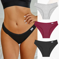 Set de 3 Panties de Algodón con Rayas - Ropa Interior Sexy de Talle Bajo