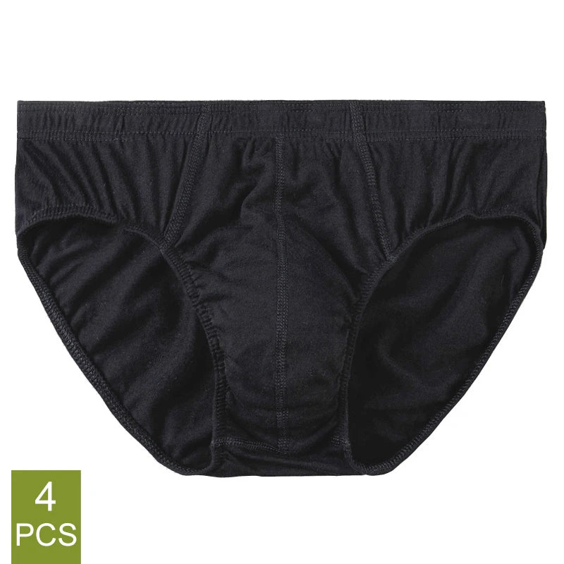 Men’s 100% Cotton Briefs – 4-Pack | Plus Size XL–5XL Breathable Underwear