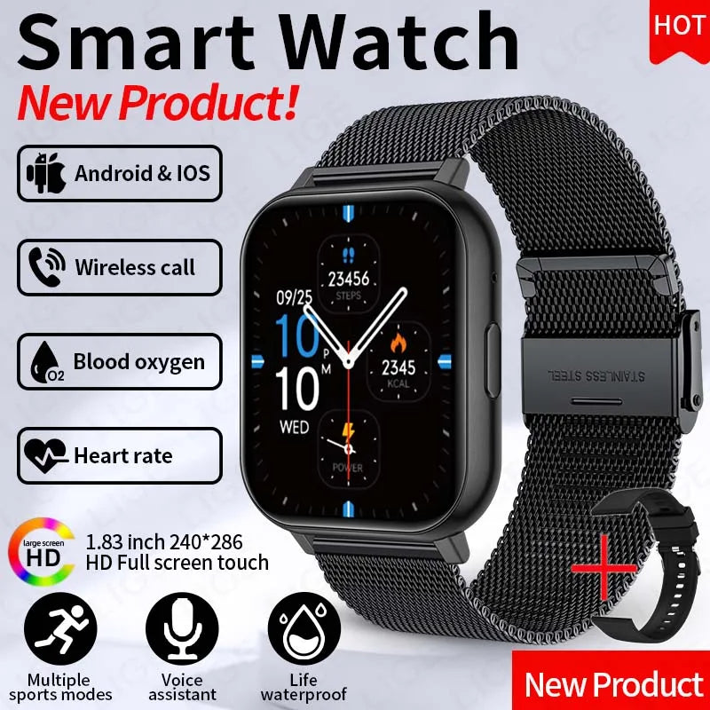 LIGE Y28 Smart Watch | 1.83" HD Bluetooth Calling Heart Rate Sleep Monitor Fashion Smartwatch for Android & iOS