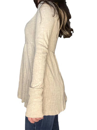 Elegant Women s Fall Knitwear Stylish Long Sleeve Tunic Sweater with Button Detail and Square Neckline