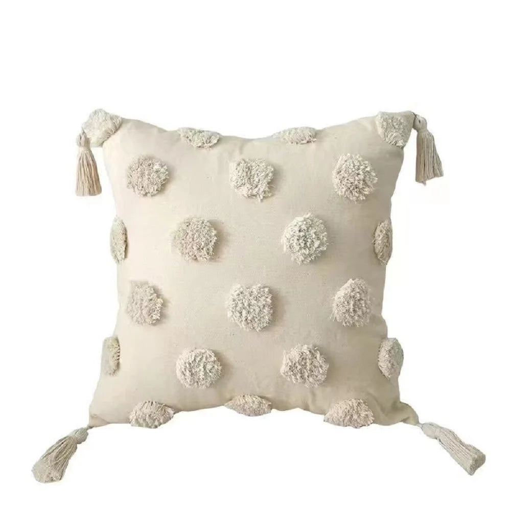 Bohemian Embroidered Pillow Cover - Geometric Tassel Cushion Case