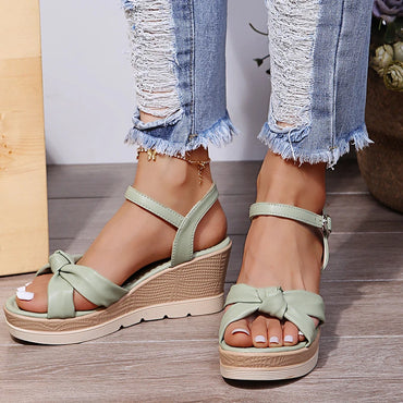 Fashion Women Platform High Heels Sandals Wedges Open Toe Dress Bow Shoes Female Slippers Walking Slides Mujer Pumps