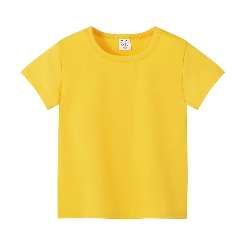 Kids Unisex 100% Cotton Short Sleeve T-Shirt | Solid Colors | Ages 2–12
