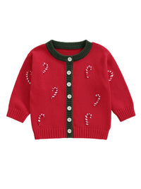 Infant Toddler Christmas Reindeer Knit Cardigan Sweater Long Sleeve Button Down Winter Clothes for Boys Girls with Festive