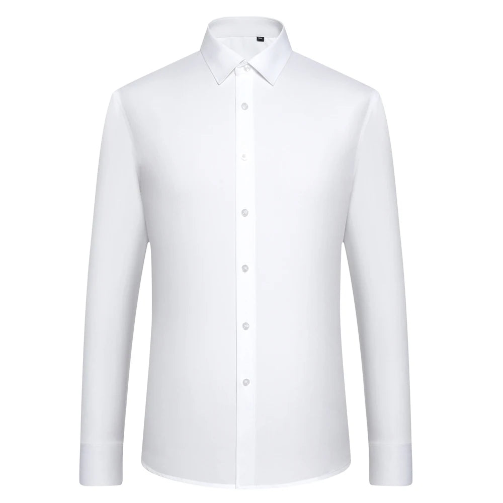 Men's Old Money Style Sleek Stretch Dress Shirt Regular Fit Solid Wrinkle-Free Long Sleeve Casual Business Button-up Shirts