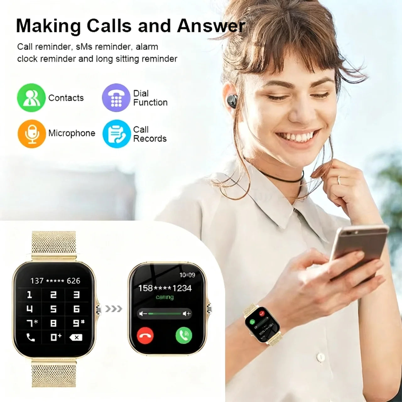 LAXASFIT Fashion Smart Watch | 1.85" AMOLED HD Bluetooth Calling Health Monitor 100+ Watch Faces for Men & Women