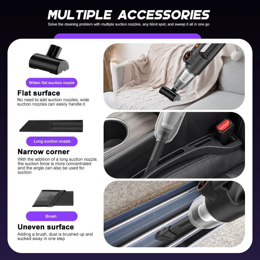 Portable handheld vacuum cleaner, rechargeable and portable, suitable for home and car use, for pet hair, three-in-one collector