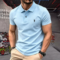 Men's Premium 100% Cotton Polo Shirt — Pony Embroidery, Anti-Wrinkle, Golf & Casual
