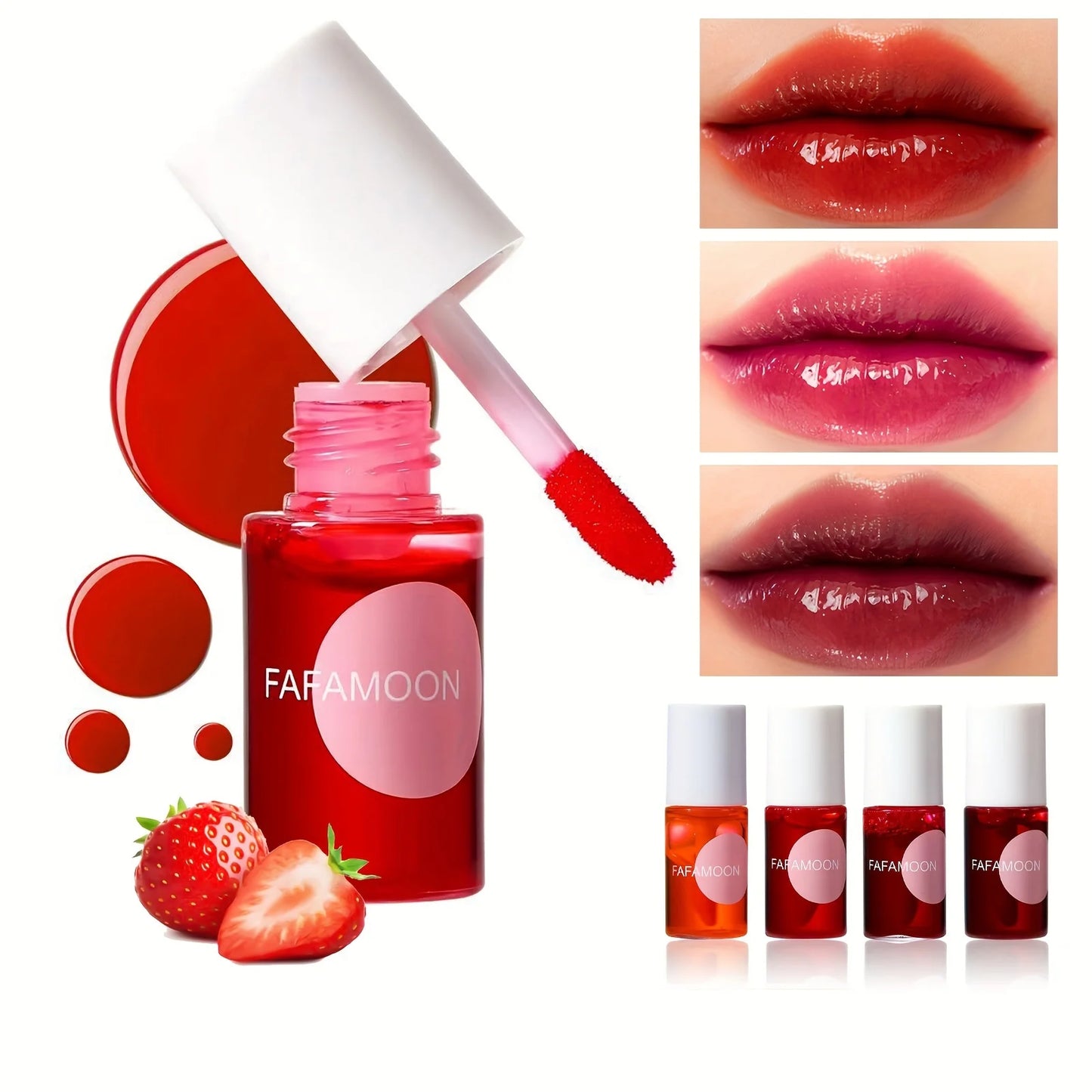 Fruity Lip Tint Water Gloss – Moisturizing Waterproof Liquid Lipstick | High Pigment Long-Lasting Non-Stick