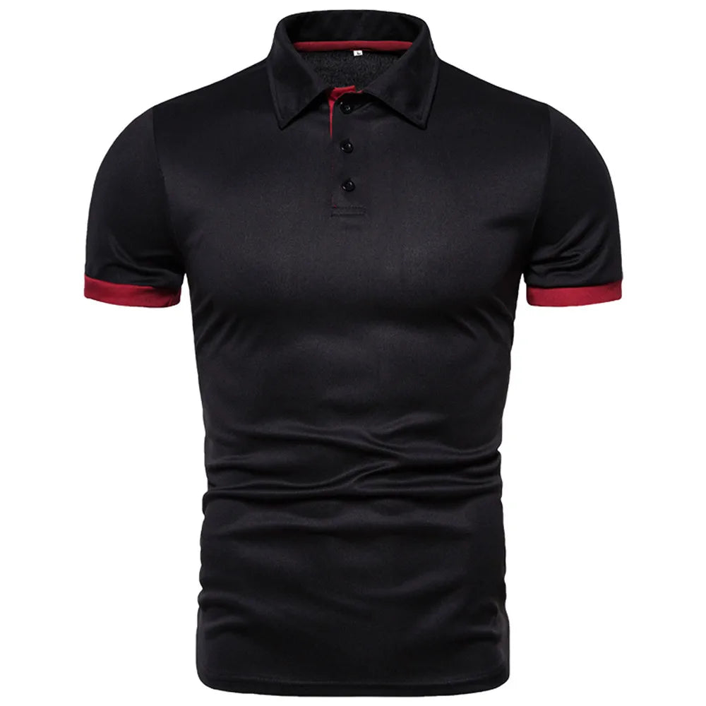 Men's Solid Color Short Sleeve Polo Shirt — Breathable, Everyday Casual