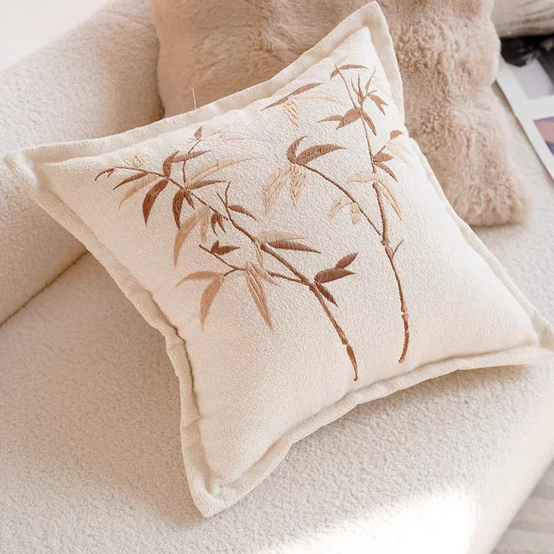French Light Luxury Forest Jacquard Cushion Cover | Brown Patchwork Pillow Case