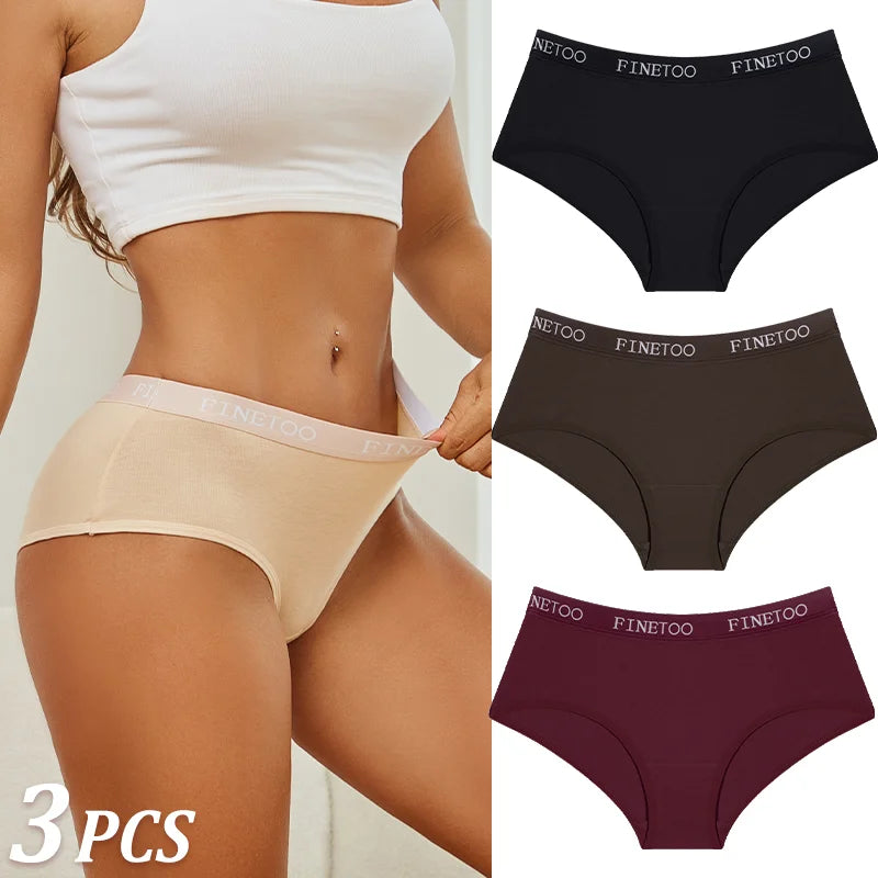 Set de 3 Panties de Algodón con Cinturón de Letras - Ropa Interior Sexy