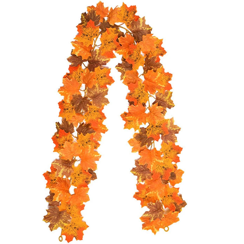 200cm Artificial Vines Red Autumn Maple Leaves Fake Garland For Home Christmas Halloween Thanksgiving Party Fireplace Fall Decor
