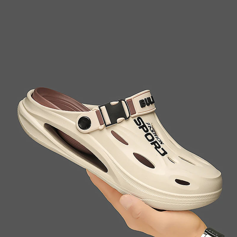Men's Sport Clogs with Buckle Strap - Non-Slip EVA Beach & Driving Shoes