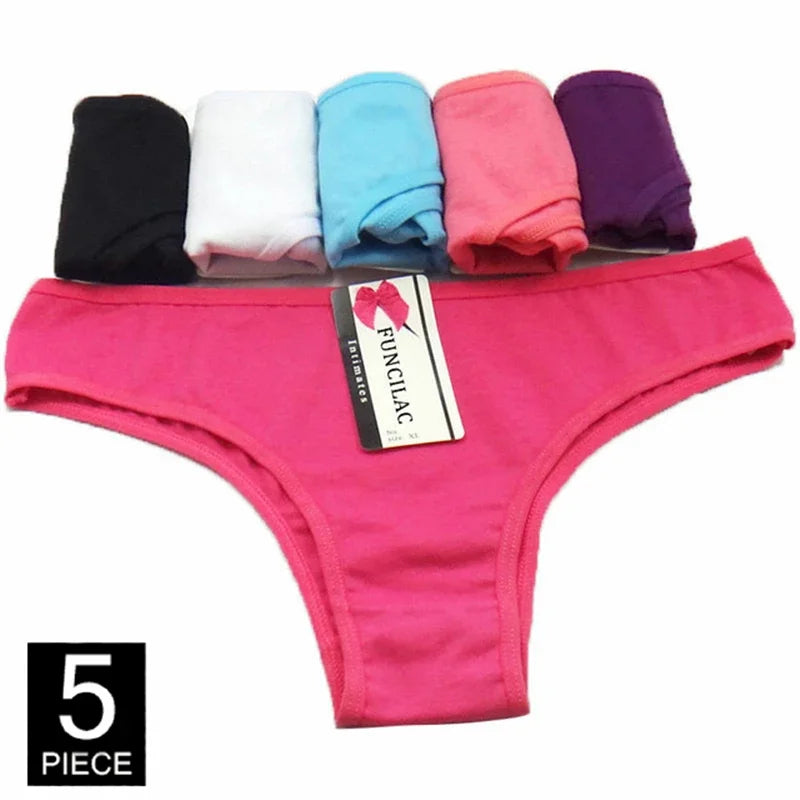 Pack de 5 Panties de Algodón para Mujer - Ropa Interior Cómoda y Sexy